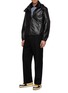 Figure View - Click To Enlarge - PRADA - Retractable hood contrast panel patchwork leather jacket