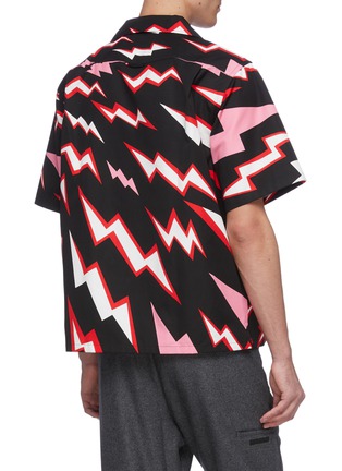 Back View - Click To Enlarge - PRADA - Embellished heart logo print bowling shirt