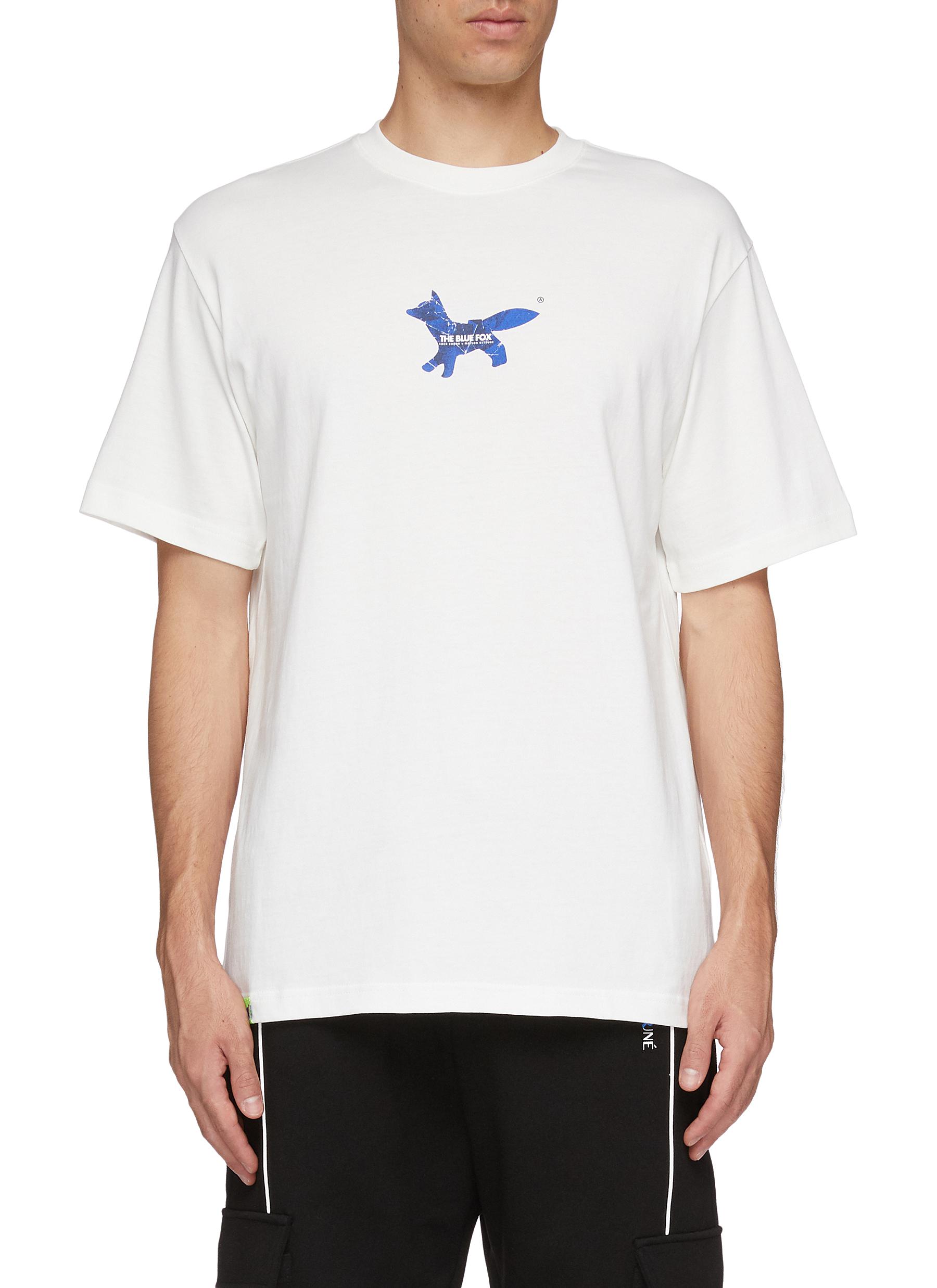 X Ader Error 'the Blue Fox' Logo Print T-shirt