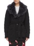 Main View - Click To Enlarge - PRADA - Fur collar belted cashmere cable knit cardigan