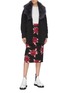 Figure View - Click To Enlarge - PRADA - Fur collar belted cashmere cable knit cardigan