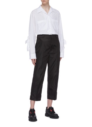 Figure View - Click To Enlarge - PRADA - Bow sleeve chest pocket shirt