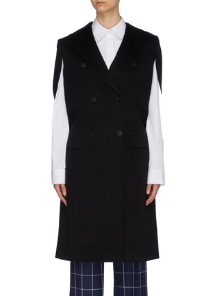 Main View - Click To Enlarge - PRADA - Double breasted cashmere melton sleeveless cape coat