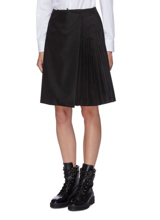 Front View - Click To Enlarge - PRADA - Detachable pouch panel pleated skirt