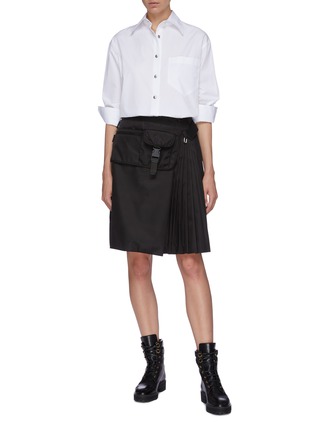 Figure View - Click To Enlarge - PRADA - Detachable pouch panel pleated skirt