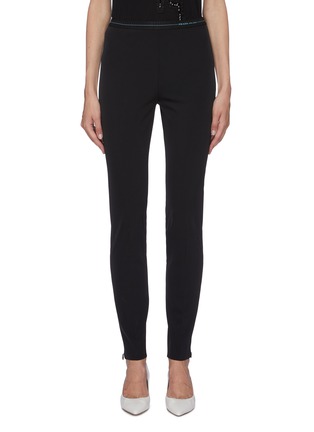 Main View - Click To Enlarge - PRADA - Logo embroidered waistband twill leggings