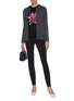 Figure View - Click To Enlarge - PRADA - Logo embroidered waistband twill leggings