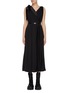 Main View - Click To Enlarge - PRADA - Quick-release buckle belted satin sash tie pleated dress