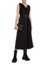 Figure View - Click To Enlarge - PRADA - Quick-release buckle belted satin sash tie pleated dress