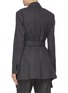 Back View - Click To Enlarge - PRADA - Belted asymmetric pleated drape check plaid wool blazer
