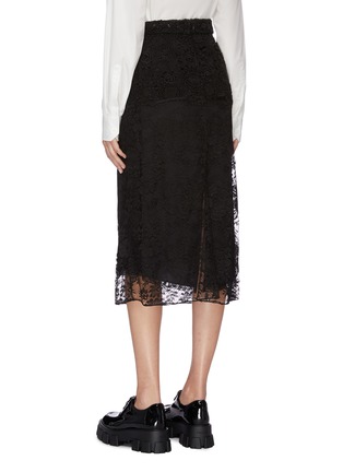 Back View - Click To Enlarge - PRADA - Tiered mix floral lace skirt