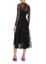 Back View - Click To Enlarge - PRADA - Floral motif embroidered sheer lace dress