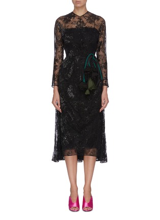 Main View - Click To Enlarge - PRADA - Floral motif embroidered sheer lace dress