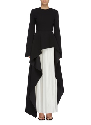 Main View - Click To Enlarge - SOLACE LONDON - 'Belle' contrast pleated skirt peplum drape dress