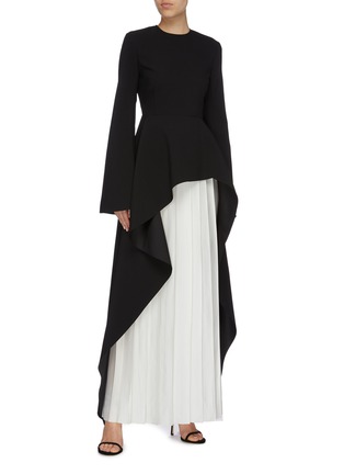 Figure View - Click To Enlarge - SOLACE LONDON - 'Belle' contrast pleated skirt peplum drape dress