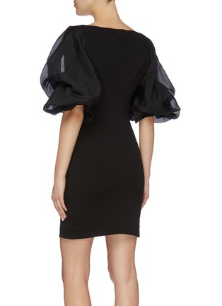 Back View - Click To Enlarge - SOLACE LONDON - 'Ellice' silk organza puff sleeve crepe mini dress