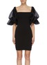 Main View - Click To Enlarge - SOLACE LONDON - 'Ellice' silk organza puff sleeve crepe mini dress