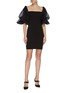 Figure View - Click To Enlarge - SOLACE LONDON - 'Ellice' silk organza puff sleeve crepe mini dress