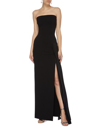 Figure View - Click To Enlarge - SOLACE LONDON - 'Dolly' pleated satin drape strapless crepe dress
