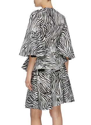 Back View - Click To Enlarge - SOLACE LONDON - 'Amaris' flared sleeve zebra stripe peplum dress