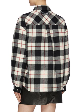 Back View - Click To Enlarge - MIU MIU - Check plaid virgin wool flannel boxy shirt jacket