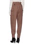 Back View - Click To Enlarge - MIU MIU - Belted button cuff houndstooth check plaid pants