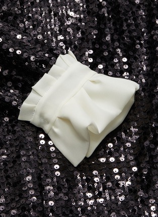 Detail View - Click To Enlarge - MIU MIU - Chiffon ruffle collar sequin dress