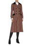 Figure View - Click To Enlarge - MIU MIU - Velvet panel houndstooth check plaid double breasted coat