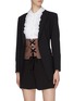 Figure View - Click To Enlarge - MIU MIU - Lace-up front houndstooth check plaid bustier
