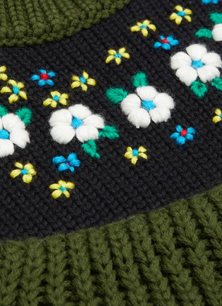  - MIU MIU - Floral embroidered bib virgin wool sweater