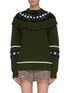Main View - Click To Enlarge - MIU MIU - Floral embroidered bib virgin wool sweater
