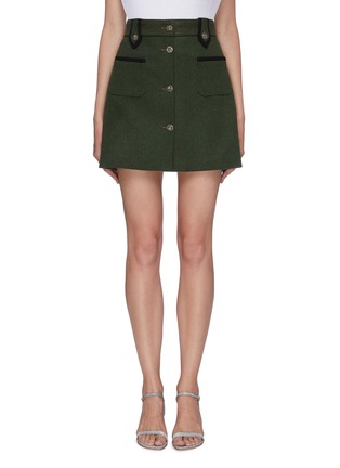 Main View - Click To Enlarge - MIU MIU - Patch pocket button front virgin wool melton mini skirt