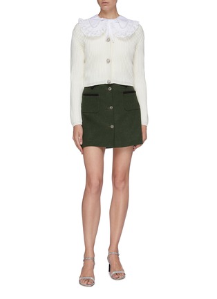 Figure View - Click To Enlarge - MIU MIU - Patch pocket button front virgin wool melton mini skirt