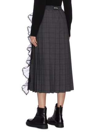 Back View - Click To Enlarge - MIU MIU - Ruffle lace trim drawstring pleated check plaid skirt