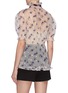 Back View - Click To Enlarge - MIU MIU - 'Nylonette' sheer floral puff sleeve top with a contrasting neck tie