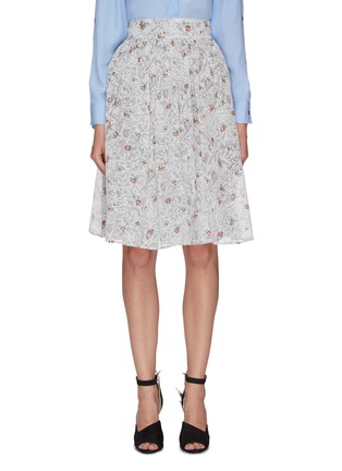 Main View - Click To Enlarge - MIU MIU - Floral print pleated skirt