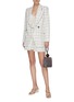Figure View - Click To Enlarge - TIBI - Double breasted windowpane check twill blazer