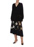 Figure View - Click To Enlarge - TIBI - 'Ghost Orchid' print shirred panel silk asymmetric skirt