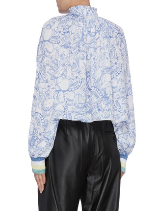 Back View - Click To Enlarge - TIBI - 'Isa Toile' print ruched collar top