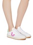 Figure View - Click To Enlarge - VEJA - 'V-12' leather panel B-mesh sneakers