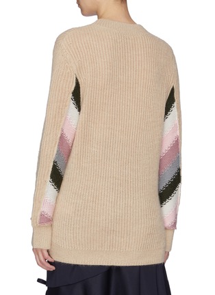 Back View - Click To Enlarge - JW ANDERSON - Stripe panel sleeve rib knit sweater