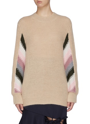 Main View - Click To Enlarge - JW ANDERSON - Stripe panel sleeve rib knit sweater