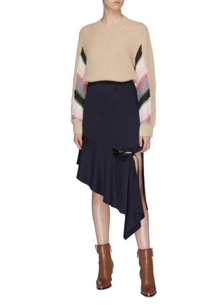 Figure View - Click To Enlarge - JW ANDERSON - Stripe panel sleeve rib knit sweater