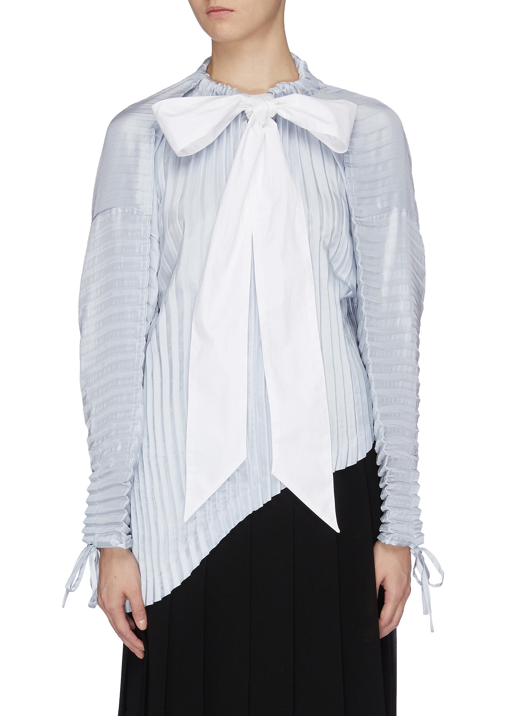 Sash tie neck pleated asymmetric top by Jw Anderson