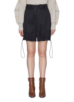 Main View - Click To Enlarge - JW ANDERSON - Belted drawstring cuff pinstripe shorts