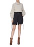 Figure View - Click To Enlarge - JW ANDERSON - Belted drawstring cuff pinstripe shorts