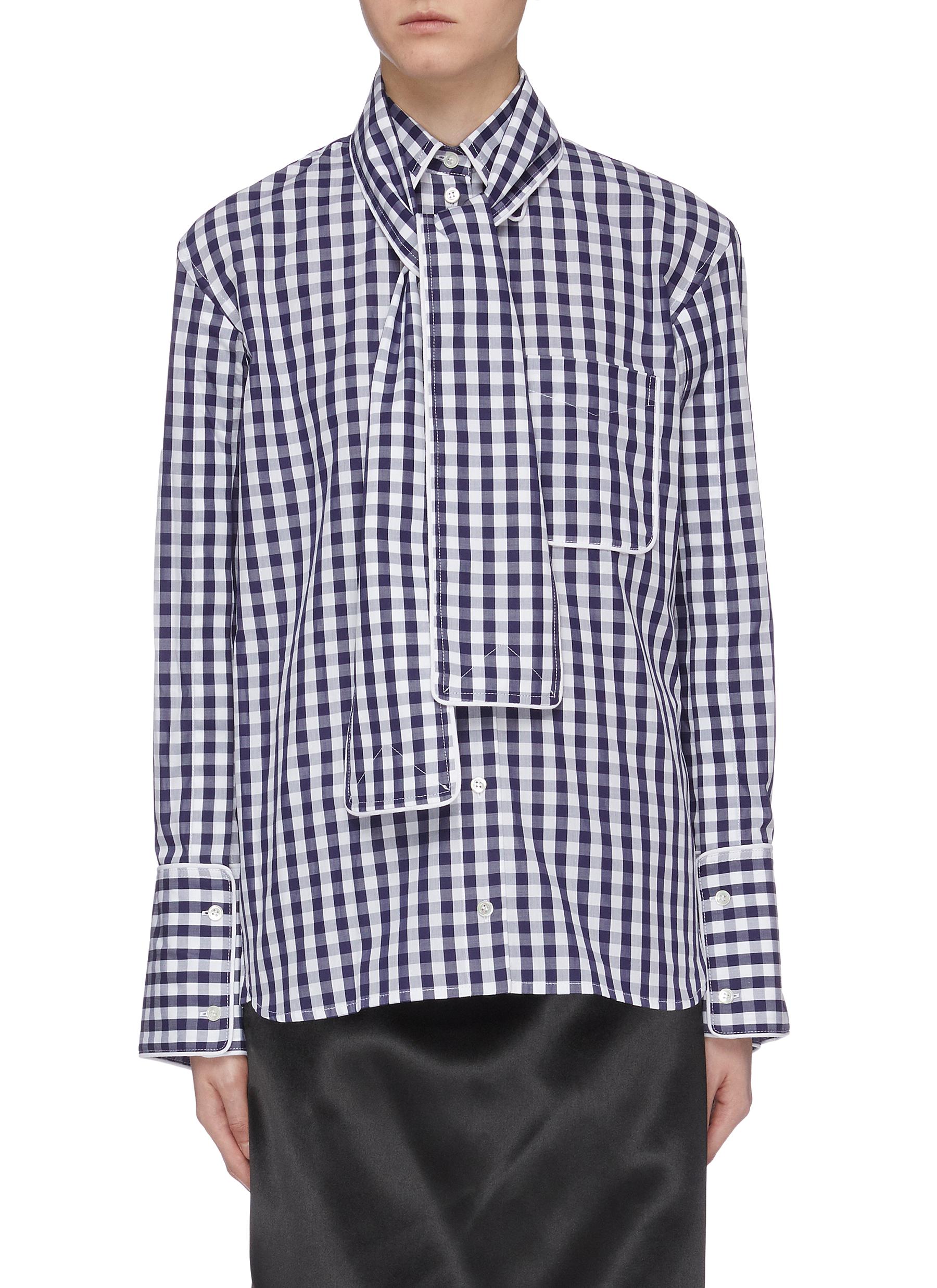 Scarf panel extended cuff gingham check shirt by Jw Anderson