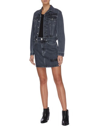 Figure View - Click To Enlarge - HELMUT LANG - 'Femme Acce' logo embroidered denim skirt