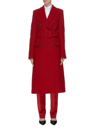 Main View - Click To Enlarge - HELMUT LANG - Belted double breasted wool coat