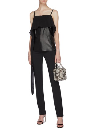 Figure View - Click To Enlarge - HELMUT LANG - Drape panel leather camisole top